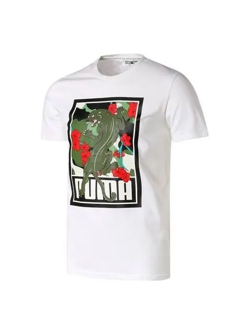 Футболка sakura pack graphic crew t-shirt 'white black red' Puma — изображение 1 из 4, белый/черный/красный