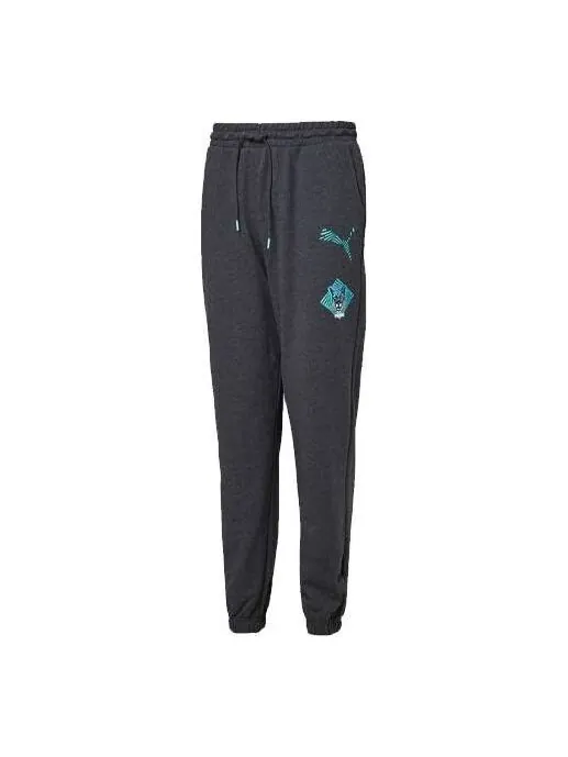 Брюки graphic casual sweatpants 'black blue' Puma — изображение 1 из 2, черный/синий
