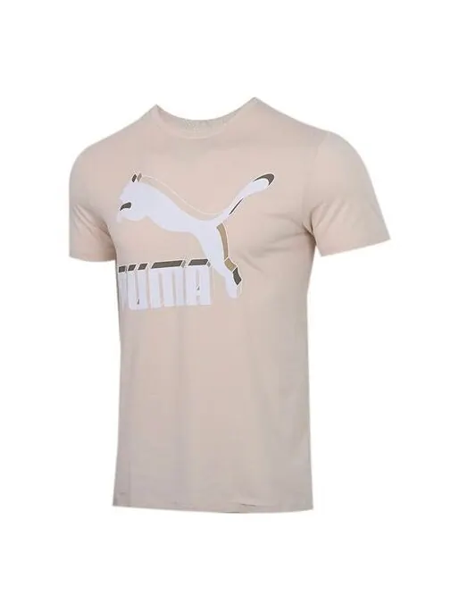Футболка classics printed short sleeve tee khaki Puma — изображение 1 из 4, светлый хаки