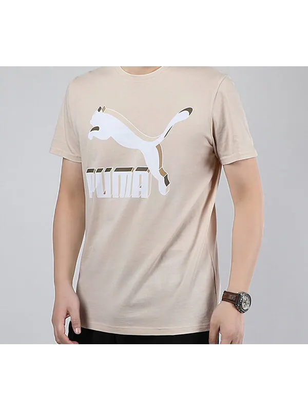 Футболка classics printed short sleeve tee khaki Puma — изображение 3 из 4, светлый хаки