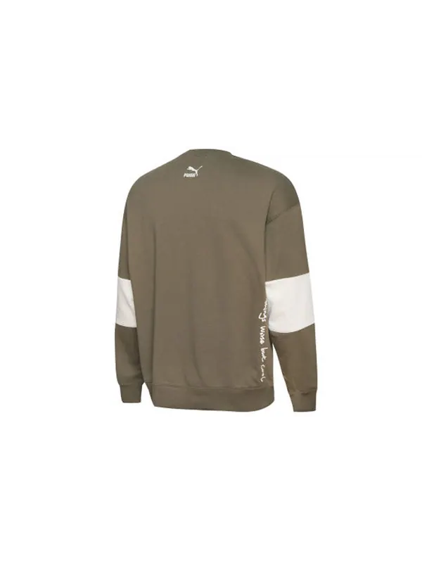 Свитер x randomevent crew sweater 'olive green white' Puma — изображение 2 из 3, оливковый зеленый/белый