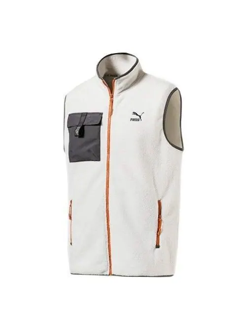 Жилет xtg trail fleece full zip pocket vest 'white black orange' Puma