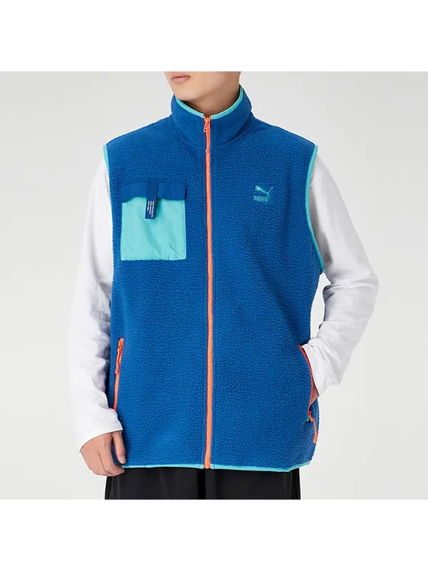 Жилет xtg trail fleece full zip pocket vest 'blue orange' Puma — изображение 3 из 4, синий/оранжевый