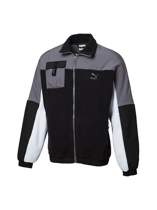 Куртка lapel fleece jacket black Puma — изображение 1 из 4, черный