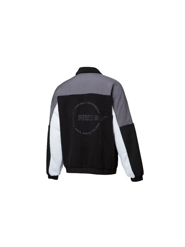 Куртка lapel fleece jacket black Puma — изображение 2 из 4, черный