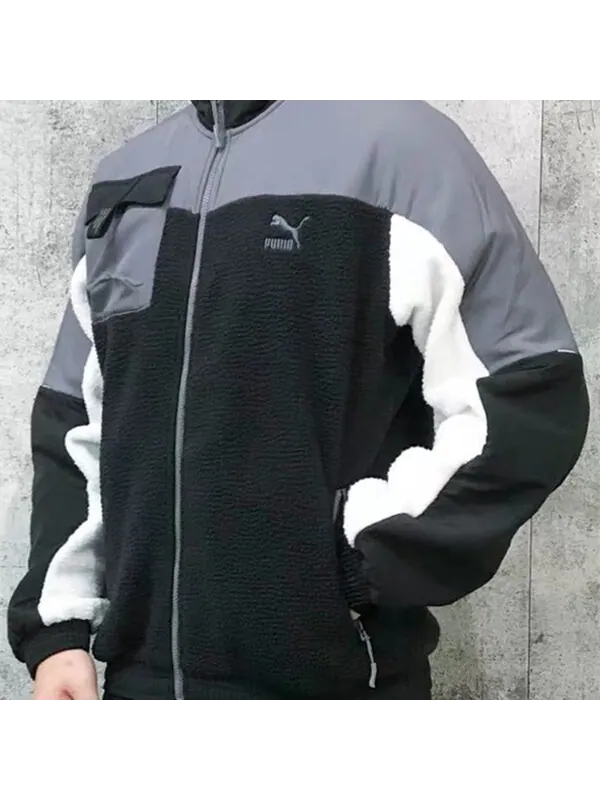 Куртка lapel fleece jacket black Puma — изображение 3 из 4, черный
