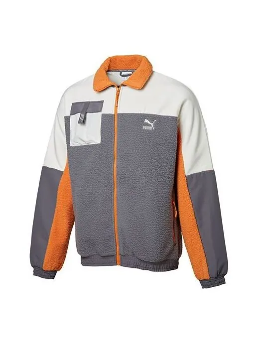 Куртка lapel fleece jacket gray Puma — изображение 1 из 2, серый