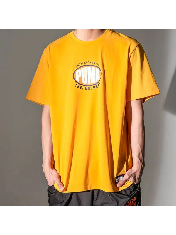 Футболка x the hundreds logo printed short sleeve tee gold Puma — изображение 3 из 3, золото