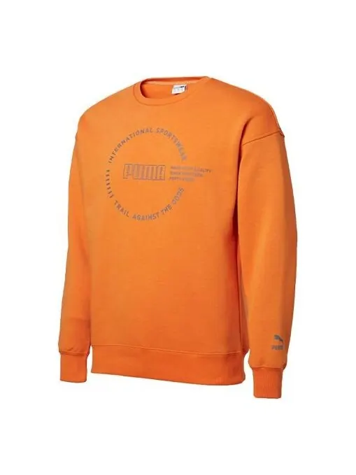 Толстовка alphabet logo printing fleece lined round neck orange Puma — изображение 1 из 4, оранжевый