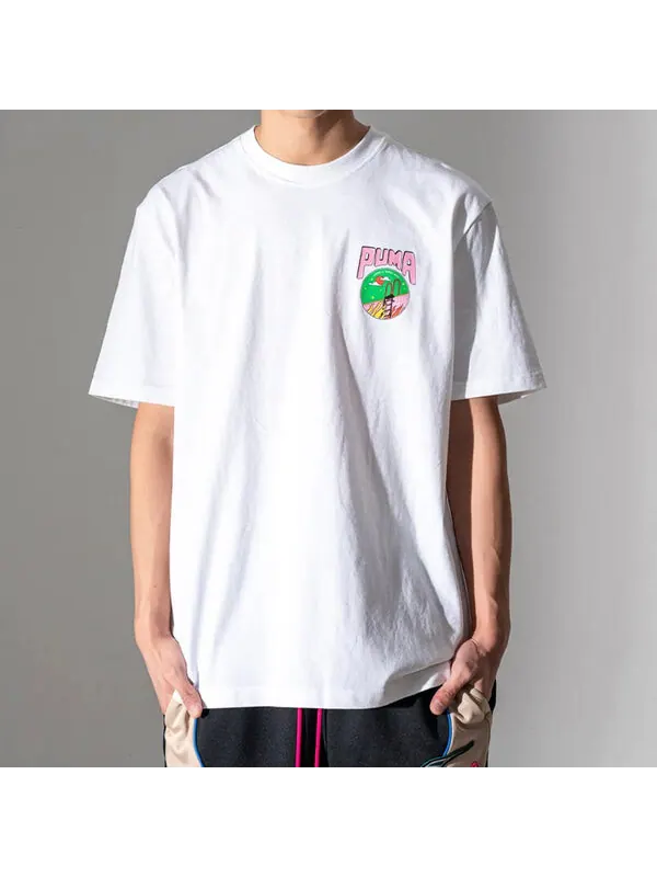 Футболка back pattern printing short sleeve white Puma — изображение 3 из 4, белый
