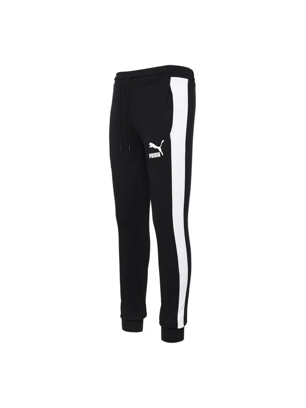 Брюки iconic t7 track pants 'black white' Puma — изображение 1 из 4, черный/белый