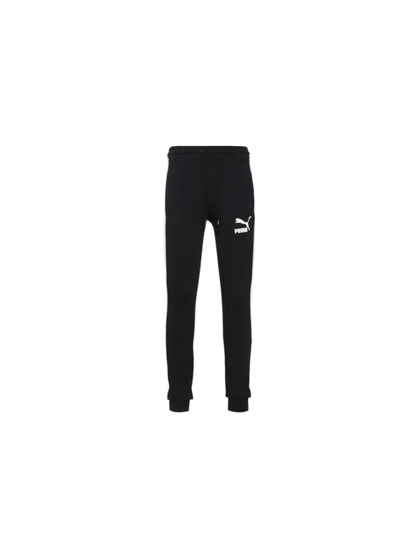 Брюки iconic t7 track pants 'black white' Puma — изображение 2 из 4, черный/белый