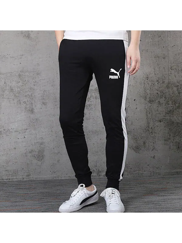 Брюки iconic t7 track pants 'black white' Puma — изображение 4 из 4, черный/белый