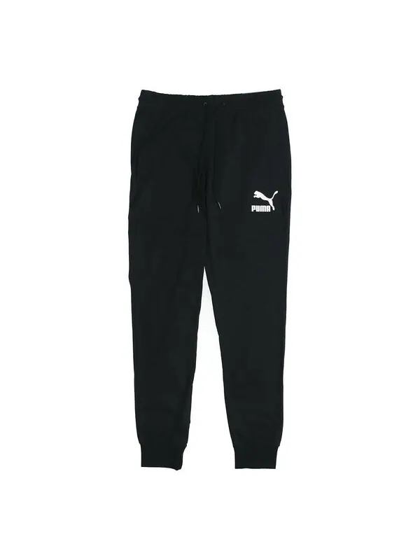 Брюки classics jersey cuffed pants 'black white' Puma — изображение 1 из 4, черный/белый