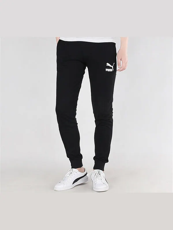 Брюки classics jersey cuffed pants 'black white' Puma — изображение 3 из 4, черный/белый