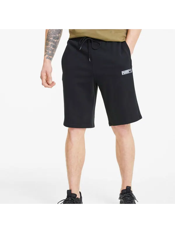 Шорты classics logo shorts 'black white' Puma — изображение 4 из 4, черный/белый