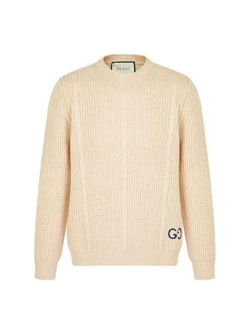 Свитер Gucci waffle-knit gg jumper — изображение 1 из 4, бежевый
