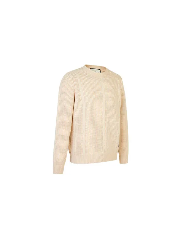 Свитер Gucci waffle-knit gg jumper — изображение 3 из 4, бежевый