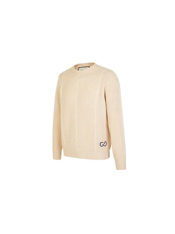 Свитер Gucci waffle-knit gg jumper — изображение 4 из 4, бежевый