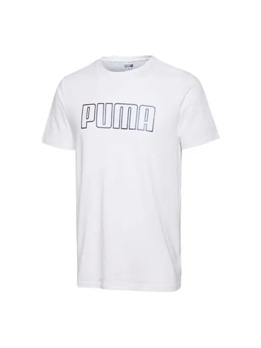 Футболка basic logo tee 'white black' Puma — изображение 1 из 2, белый/черный