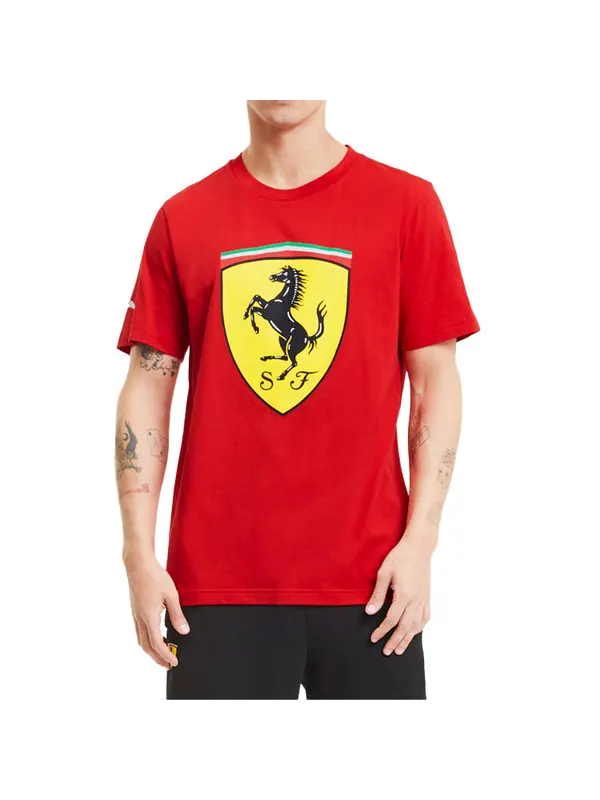 Футболка ferrari race big shieldtee+ printing short sleeve racing red t-shirt Puma — изображение 3 из 4, красный