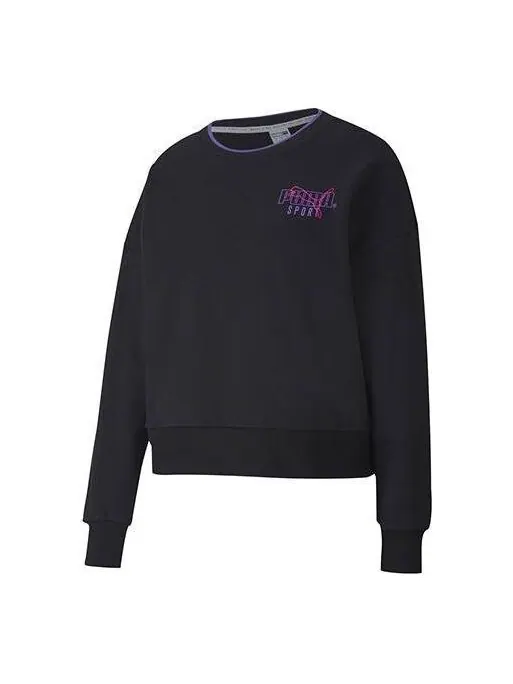 Свитер sport crew sweater 'black purple' Puma — изображение 1 из 2, черный/фиолетовый