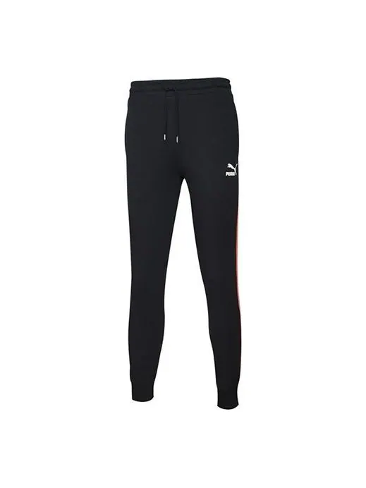 Брюки sport track pants 'black white' Puma — изображение 1 из 2, черный/белый