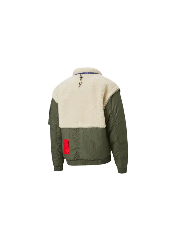 Куртка x attempt sherpa fleece jacket 'beige green blue' Puma — изображение 2 из 4, бежевый/зеленый/синий