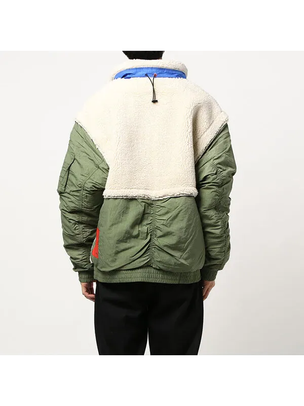 Куртка x attempt sherpa fleece jacket 'beige green blue' Puma — изображение 4 из 4, бежевый/зеленый/синий