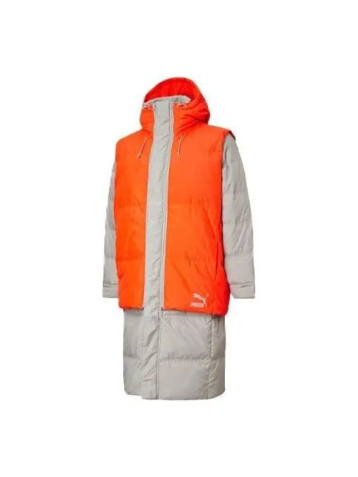 Куртка layer down jacket 'grey orange' Puma — изображение 1 из 4, серый/оранжевый