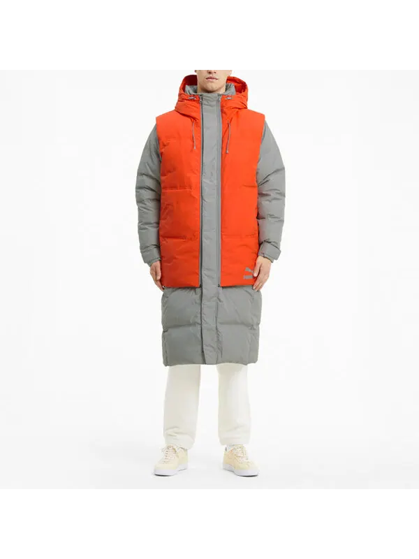 Куртка layer down jacket 'grey orange' Puma — изображение 3 из 4, серый/оранжевый
