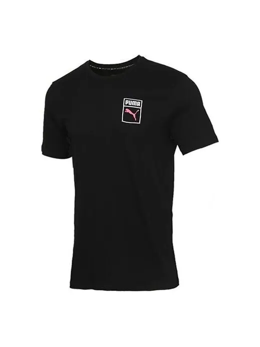 Футболка graphic box logo printed short sleeve tee men black Puma — изображение 1 из 4, черный