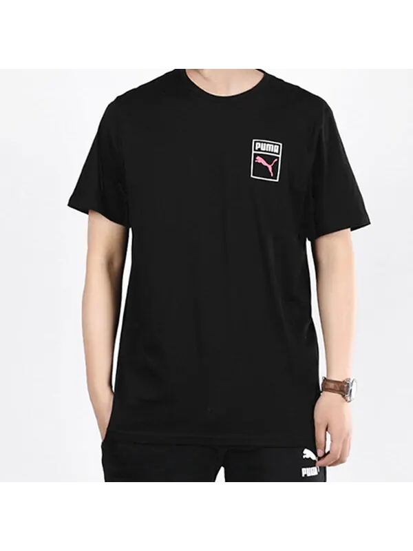 Футболка graphic box logo printed short sleeve tee men black Puma — изображение 3 из 4, черный