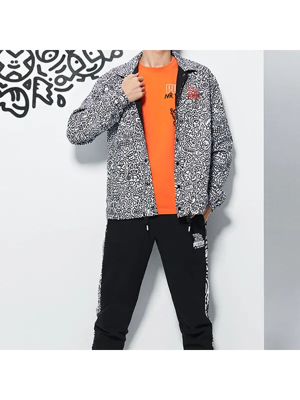 Брюки x mr doodle pants 'black white' Puma — изображение 4 из 4, черный/белый