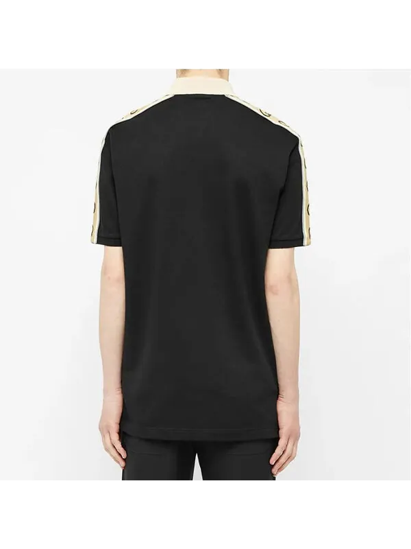 Футболка Gucci Interlock Double G Stripe Polo Shirt — изображение 3 из 4, черный