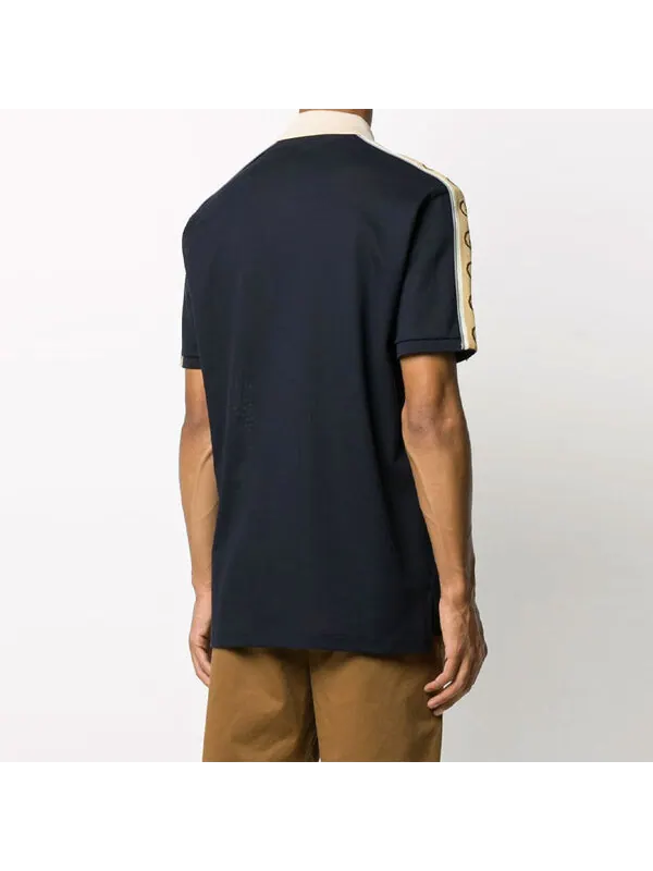 Футболка Gucci Interlock Double G Stripe Polo Shirt — изображение 3 из 4, синий