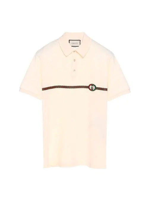 Футболка-поло Gucci GG Embroidered, мужская, кремовая — изображение 1 из 4, бежевый