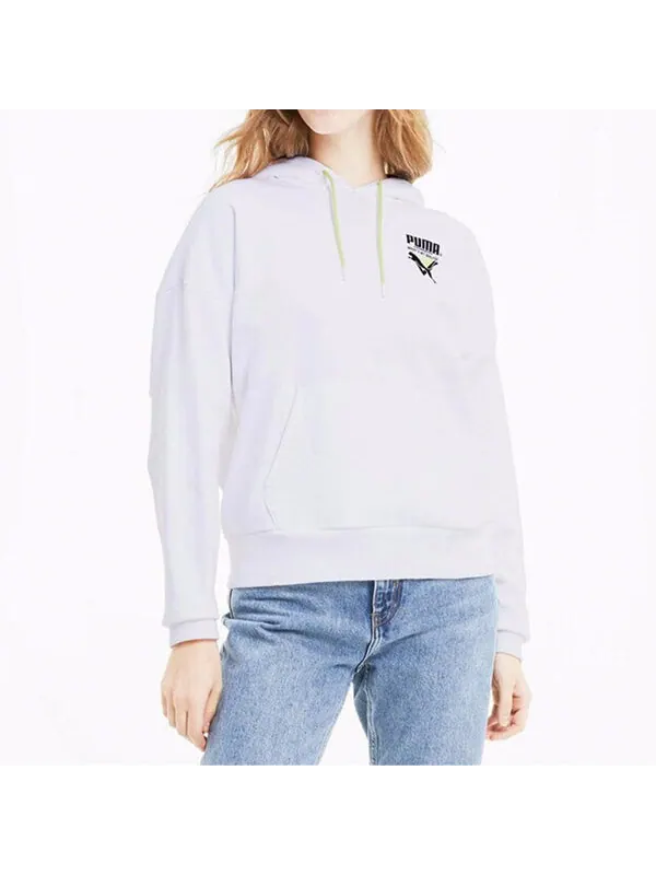 Толстовка tailored for sport hoodie 'white black green' Puma — изображение 3 из 4, белый/черный/зеленый