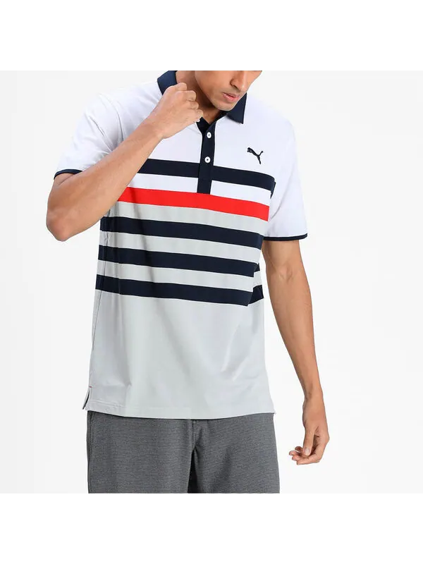 Футболка mattr one way polo shirt 'white black red' Puma — изображение 3 из 4, белый/черный/красный