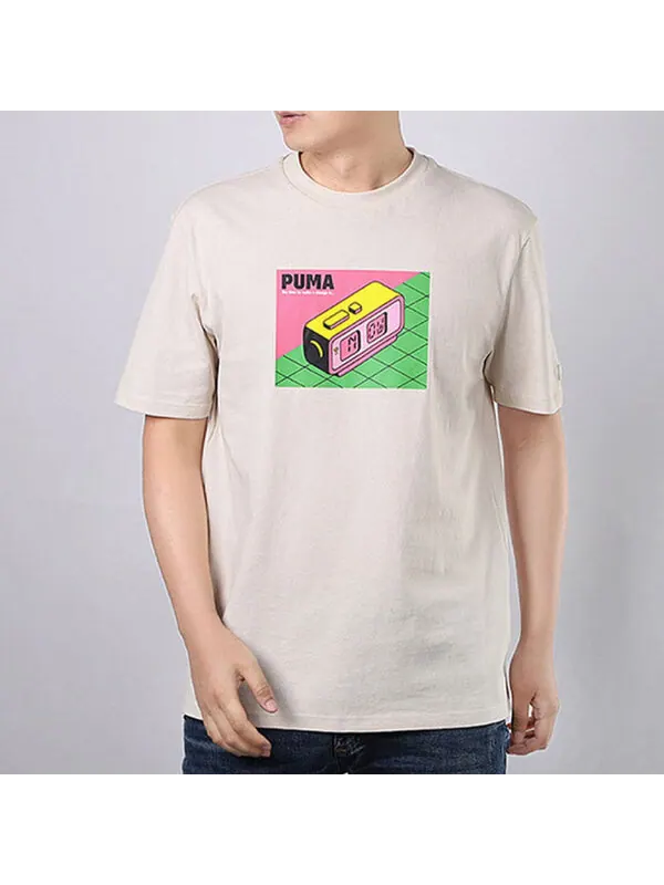 Футболка downtown graphic tee 'beige pink green' Puma — изображение 3 из 3, бежевый/розовый/зеленый