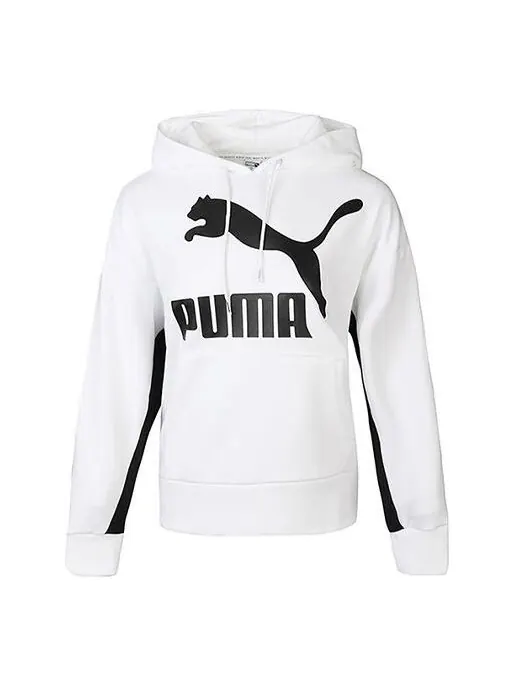 Толстовка classics logo hoodie 'white black' Puma — изображение 1 из 4, белый/черный