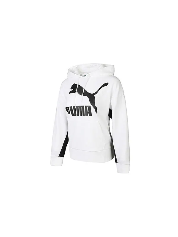 Толстовка classics logo hoodie 'white black' Puma — изображение 3 из 4, белый/черный
