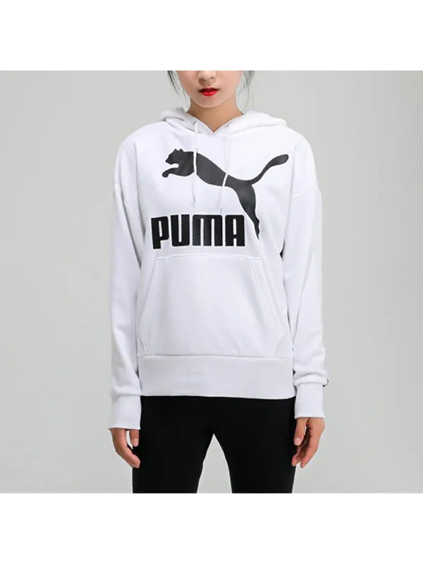 Толстовка classics logo hoodie 'white black' Puma — изображение 4 из 4, белый/черный