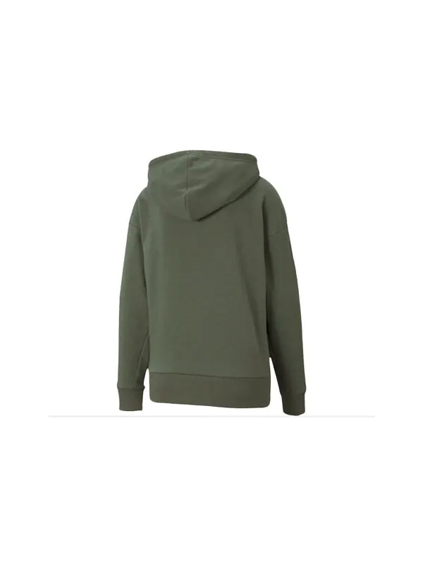 Толстовка classics logo hoodie 'olive green white' Puma — изображение 2 из 4, оливковый зеленый/белый