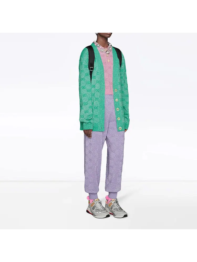 Кардиган Gucci GG Sparkling Wool Cardigan, женский, с блеском — изображение 4 из 4, мятный