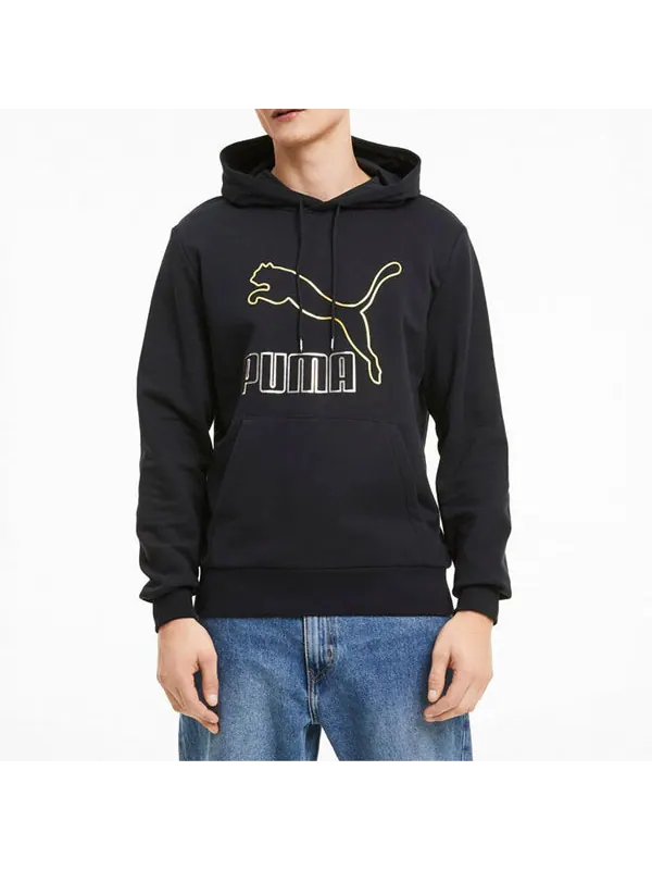 Толстовка loose printed hooded fleece black Puma — изображение 3 из 4, черный