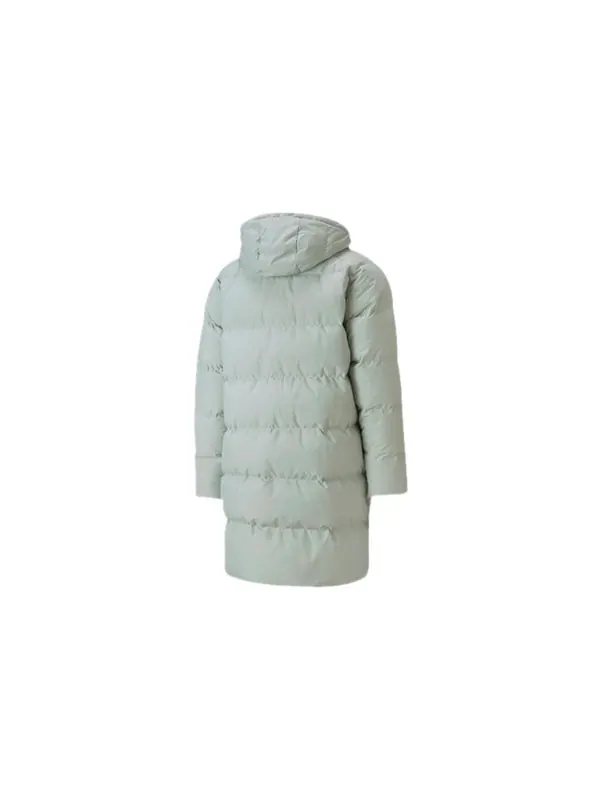 Куртка classics long down jacket 'grey green' Puma — изображение 2 из 4, серый/зеленый