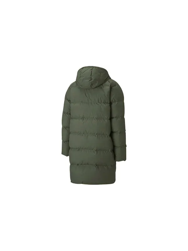 Куртка classics long down jacket 'army green' Puma — изображение 2 из 4, зеленый