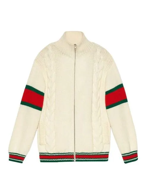 Куртка Gucci Twisted Bomber Jacket — изображение 1 из 5, бежевый