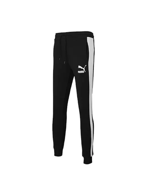 Брюки iconic t7 track pants 'black' Puma — изображение 1 из 4, черный/белый